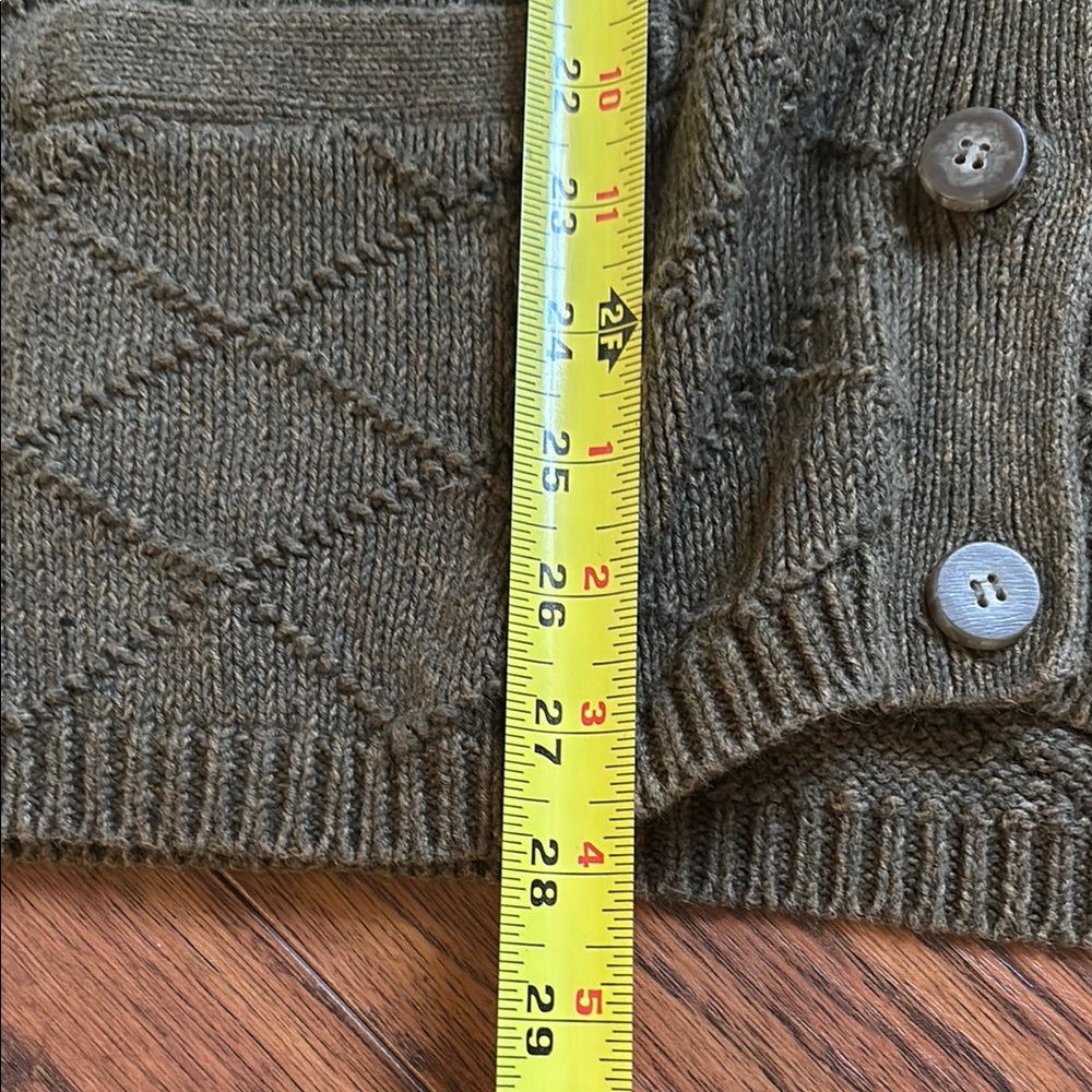 Vintage Olive Green Quilted Cardigan Sweater - Picture 5 of 7